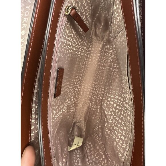 Kate Spade New York Crossbody Bag Brown Women's Pebbled Leather Pockets - Picture 8 of 10